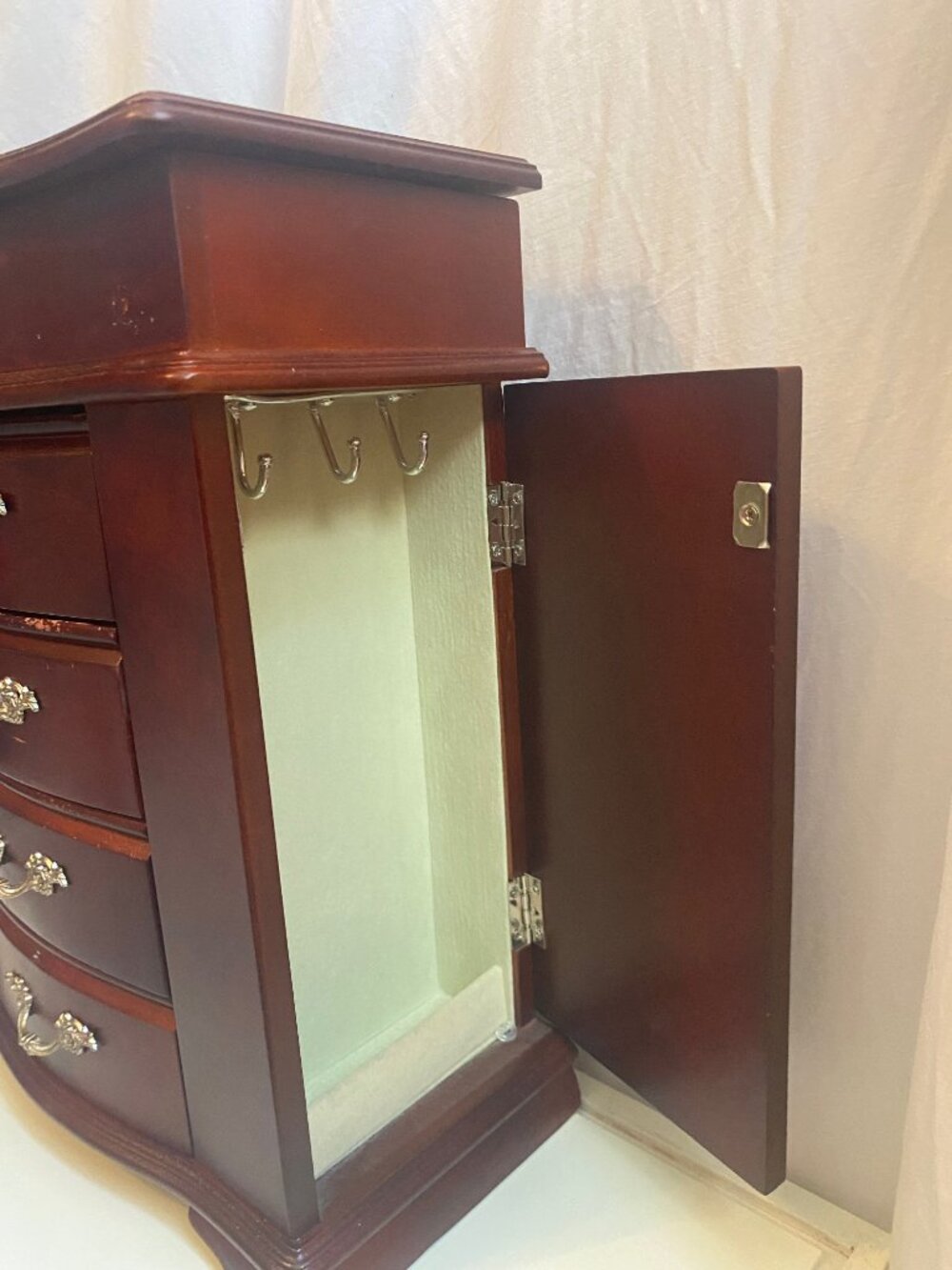 Vintage Croft & Barrow Wooden Jewelry Armoire JX2502 Mirror 4 Drawers - Picture 8 of 10
